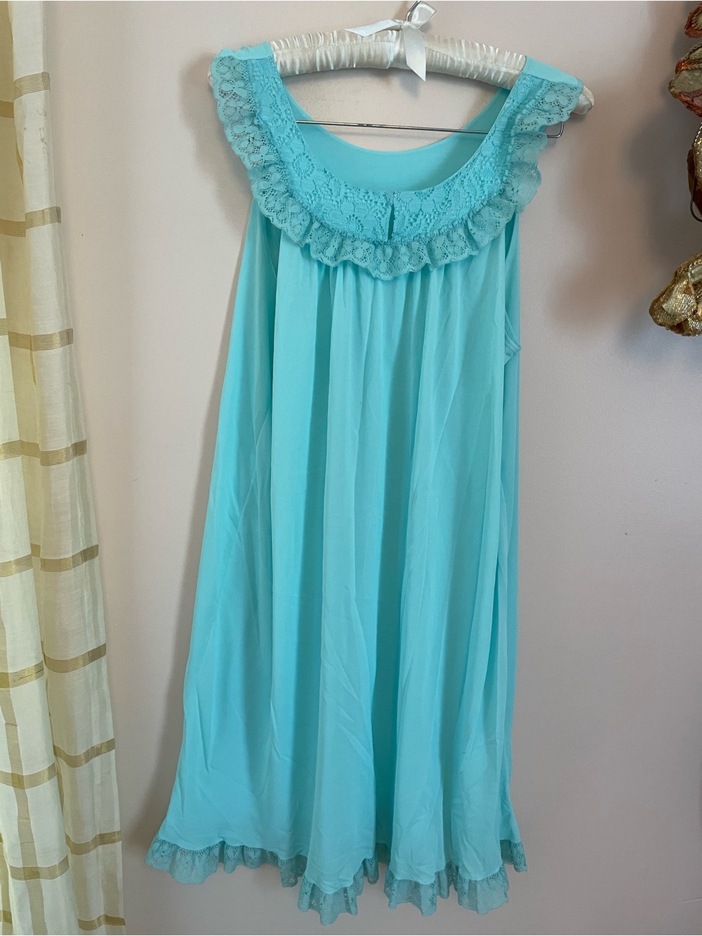 Aqua Lace-Trim Nightgown